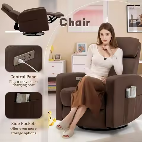 Glider Recliner Nursery Chair Classified Pocket Power Swivel Recliner Chairs for Adults, Electric Gl