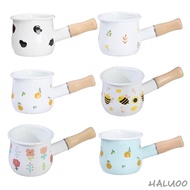 [Haluoo] Enamel Milk Pot Cookware Porridge Cooking Pot Small Saucepan for Camping