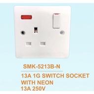 ProSMK 13A 1G SWITCH SOCKET (NEON) * BAKELITE
