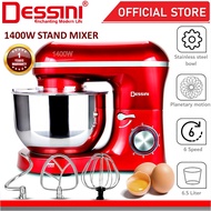 DESSINI ITALY 6 Speed Electric Stand Mixer Egg Beater Blender Grinder Dough Whisk Bowl Pengadun Bancuh Telur (6.5L)