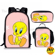 tweety bird beg sekolah kids School bag set backpack for Elementary and Middle School pencil case lu