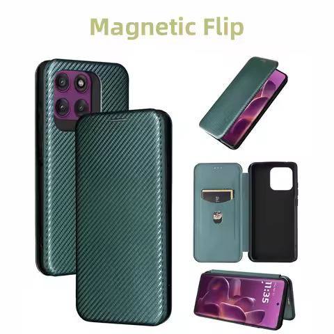For Flip Motorola Edge 60s Pro Card Slot Carbon Fibre Magnetic Skin Leather Cover For Moto Edge 60 P