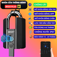 Ổ khóa vân tay cao cấp BEGO PLUS 2026 100 dâu vân tay chống cắt pin 6 -8tháng chống nước ip67 mở qua