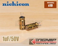 (10ตัว) [E-CAP] 1uF/50V 85 C Nichicon fine gold 5x12mm P=2mm