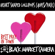 [BMC] Heart Shaped Lollipops (5x4cm) (Bulk Quantity, 40pcs/Pack) [SWEETS] [CANDY]