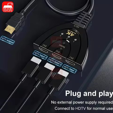 4K*2K 3 Port HDTV-compatible Switch 4K 3D VIdeo Switcher KVM Splitter 3 Input 1 Output Port Hub for