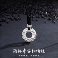 Hvg Sterling Silver Necklace Men 9999 Pure Silver Pixiu Safe Buckle Pendant for Boyfriend Husband Va