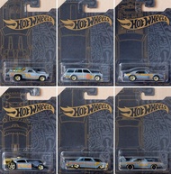 51st Anniversary Satin & Chrome Series Set of 6 Cars, Custom '71 El Camino, 71 Datsun 510 Wagon, '67