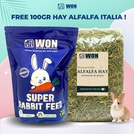 Bundling Rabbit Pellets WON SUPER 1kg + WON Alfalfa Hay ITALIA | Rabbit Food | Hay Alfalfa PremiumIT