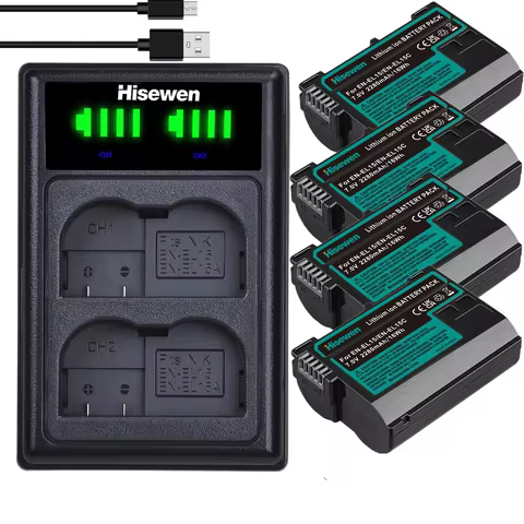 EN-EL15C EN-EL15B EN-EL15 Battery+LED USB Dual Charger with Type-C Port for Nikon Z5 D850 Z6 Z7 D780