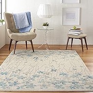 Nourison TRA04 Tranquil Bohemian Floral Ivory Area Rug 6' X 9'
