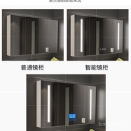 XYSolid Wood Bathroom Mirror CabinetLEDCosmetic Mirror Storage Bathroom Storage Smart Mirror Cabinet Anti-Fog Water with