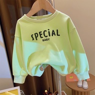 LJMOFA 2-9 Years Old Childrens One Piece Sweater Round Neck Long Sleeve Sweatshirt Cotton Casual Pul