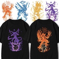 Men's short-sleeved t-shirt for summer, cartoon with Agumon, WarGreymon and Gabumon characters