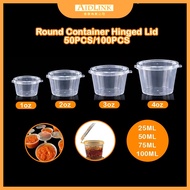 PP Clam Shell Containers (CB Ware Brand - 1oz/2oz/3oz/4oz) Sauce Container, Hinged Lid container, le