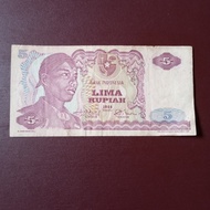 5 rupiah uang kertas lama tahun 1968 beredar