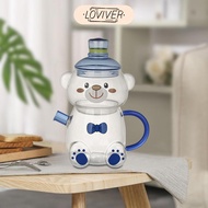 LOVIVER Glass Water Jug with Glass Cup, Glass Tea Jug, Kettle, Heat Resistant Creative Water Jug, Cu