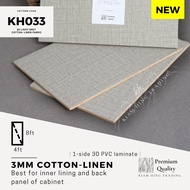 3mm Cotton Linen 3D PVC 1-side laminated plywood (4ft x 8ft) | KH033 | Papan kayu DIY | Kiam Hing