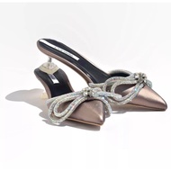 New DANIELLE Glass Heels Melissa Women's Melissa Dark Brown Diamond Ribbon Strap