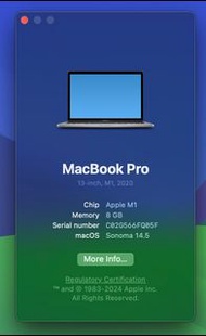 MacBook Pro 2020 13吋 512G M1晶片 Touch Bar