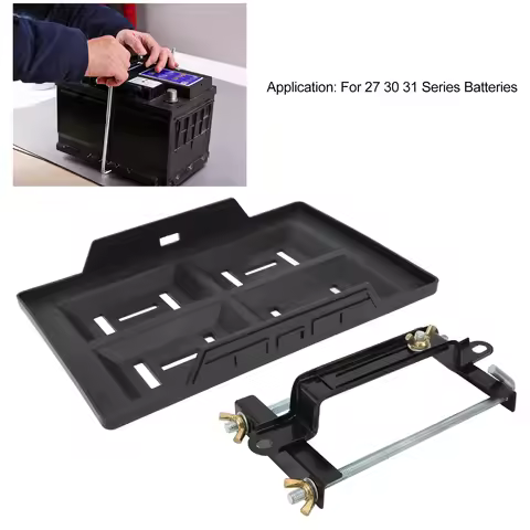 Battery Tray Bracket Kit Car Battery Hold Down Tray Bracket Set Recessed Slots Sturdy Construction f