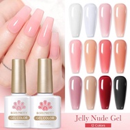 BORN PRETTY 12ชิ้น/เซ็ต10มล. ชุดสีชมพูเจลทาเล็บติดทนนานยาทาเล็บเจลยูวีครบชุด Base Top Coat Gel Polis