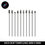 Mata Tuner Rotary Porting Bor Tuner 3MM X 6MM Carbide | Mata Bor Long Panjang | Mata Cuner 3x6 mm ( A B C D E F G H L M )