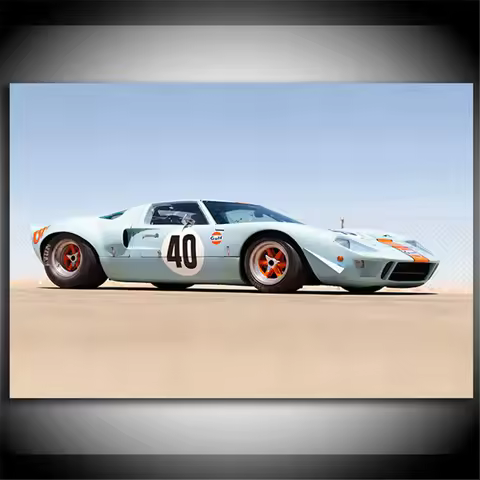 GT40 Le Mans Canvas Painting Modern Canvas Painting GT40 Le Mans Racing Car Classic Sportscar Wall P