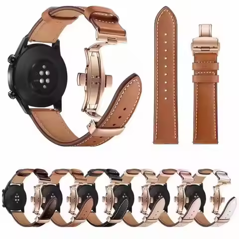 20mm 22mm Leather Band For Samsung Galaxy watch 4 Classic/5 pro Active 2/3/46mm bracelet Huawei GT/2