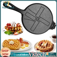 【Fast Delivery】Cast Iron Waffle Maker Pan Non-Stick Waffle Cake Maker Round Waffle Skillet for Stove