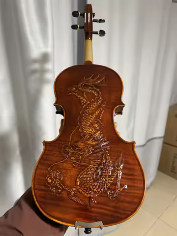 Actual Photo One-Piece Back Traditional Hand Carved Dragon Back 4/4 Violin 4/4 Cкрипка كمان / Free C