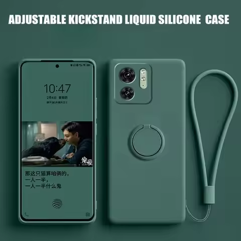 Case for Motorola Edge 40 Invisible Bracket Stand Ring Holder Cover Liquid Silicone Soft Shell for M
