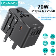 USAMS 70W Worldwide Universal Travel Adapter with USB+Type C International Plug Travel Charger