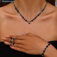 SEPTEMBER Crystal Jewelry Set, Shining Diamond Earrings, Bridal Bracelet Luxury Exquisite Necklace W