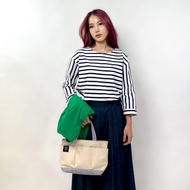 PORTLAND เสื้อยืดแขนยาว ลายริ้วขาวดำ / 3/4 Sleeves Striped T-Shirt with Embroidery (Off-White)