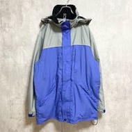 古著 Gerry 長袖標誌刺繡山地派克大衣，尼龍夾克，藍色和灰色，M 碼