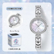 นาฬิกา Hello Kitty Zgo ของขวัญวันเกิดสำหรับผู้หญิง สายรัดข้อมือแบบมีสายรัดไขว้ ชุบเงิน ประดับเพชร นา