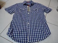 英國SUPERDRY SHIRT SHOP極度乾燥經典藍白格紋短袖襯衫,尺寸M,胸寬52cm.全新未穿標籤未剪降價大出清