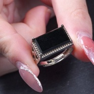 墨翠翡翠馬鞍戒指 925純銀鑲嵌 | 天然緬甸玉A貨翡翠 | 送禮