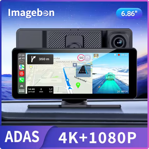 Imagebon 6.86" HT686 Pro 4K ADAS Dashcam Wireless CarPlay & Android Auto Monitor DVR Car AI Voice Co