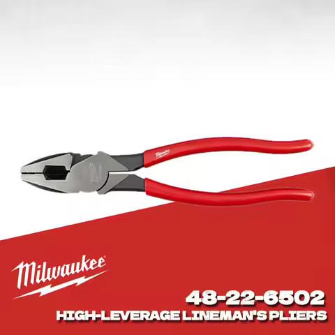 Milwaukee 48-22-6502 High-Leverage Lineman's Pliers 9-inch Hardened Iron Carbide Industrial Grade Ha