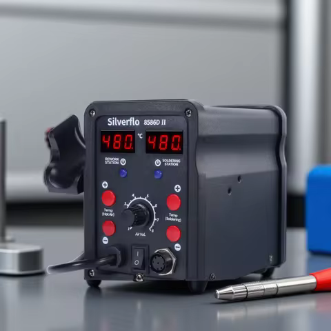 Silverflo 8586D-II Soldering Station 2 IN 1 Soldering Iron Hot Air Station Welding Rework Station Wi