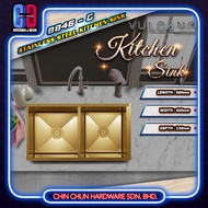 LEVANZO VULCANO STAINLESS STEEL DOUBLE KITCHEN SINK VN8846 - GOLD