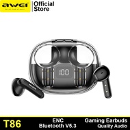 Awei T86 ENC Noise Canceling Earphones Wireless Bluetooth Earbuds HiFi Stereo Headphones Earphone Long Battery Life