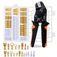 1000pcs Ratchet SN-58B Crimping Tool Set For AWG 23-16/0.25-1.5mm² Terminals, Including 300 Insulati
