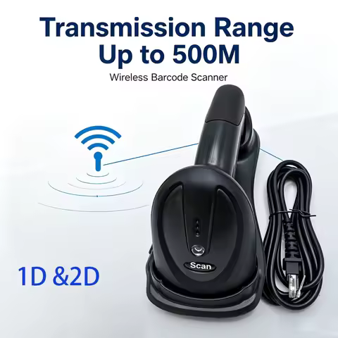 Wireless Barcode Scanner 1D 2D QR Reader with Charging Base High Speed Scanning Stable Connection fo
