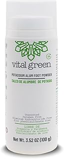 Vital Green Natural Powder Deodorant of Crystal Stone Alum (Potassium) - Unscented - Body or Feet Us