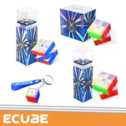 [ECube] GAN 10th Anniversary Edition 3x3 Magnetic Speed Cube Transparent Stickerless Gift Set GAN15 