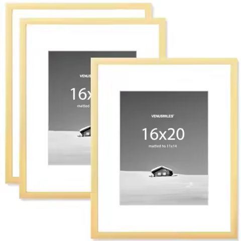 16x20 inch Picture Frame 16x20 Photo Frames with 11x14 Removable Mat - High Definition Plexiglass - 