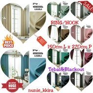 THICK CURTAIN CURTAIN THREAD LONG LUXURY PLAIN EMPTY RING/HOOK CANGKOK 150CM WIDTH X 270CM LENGTH RE